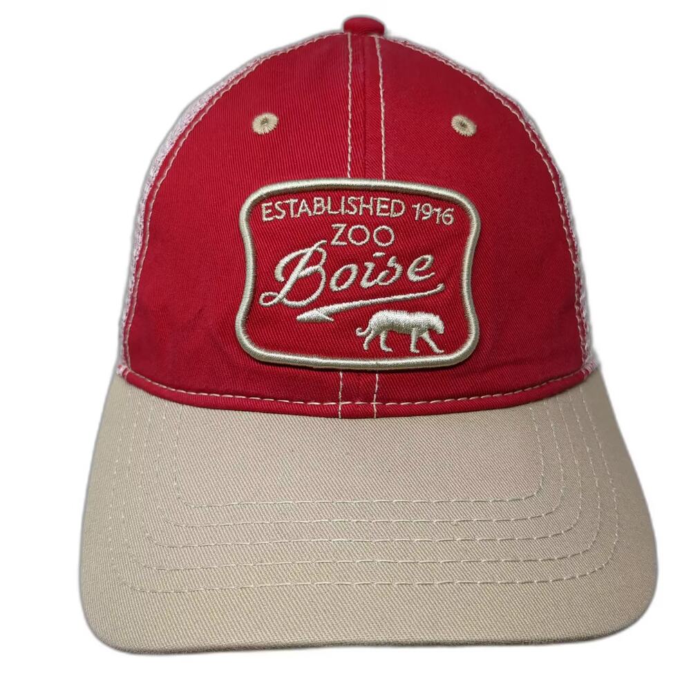 Hat Graphix 360 Zoo Boise Baseball Cap Red Beige OS Mesh Strapback Embroidered
